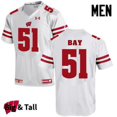 Men's Wisconsin Badgers NCAA #51 Adam Bay White Authentic Under Armour Big & Tall Stitched College Football Jersey ZG31P60WU